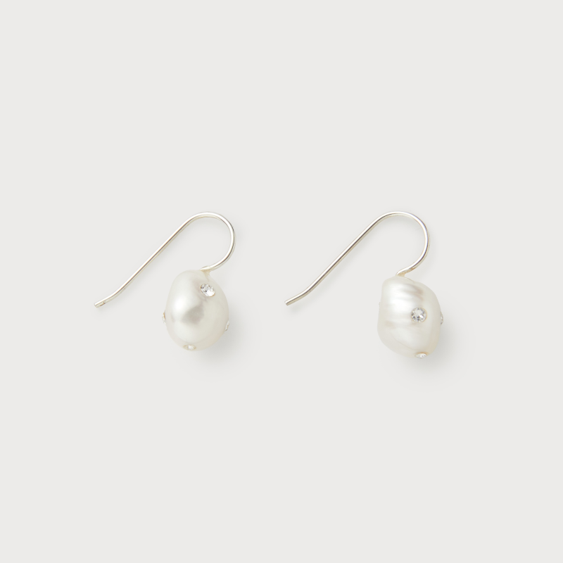 Irreuglar Polkadots Hook Earrings White