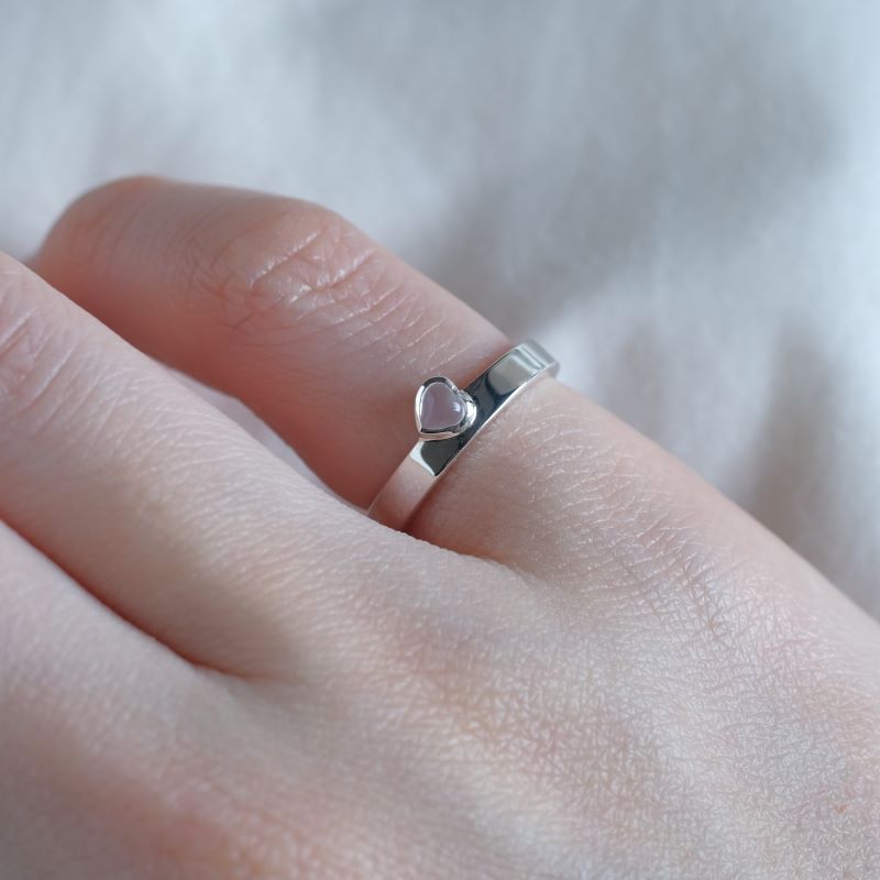 ítið hjarta ring 小さなハート ピンキーリング 天然石ムーンストーン シルバー