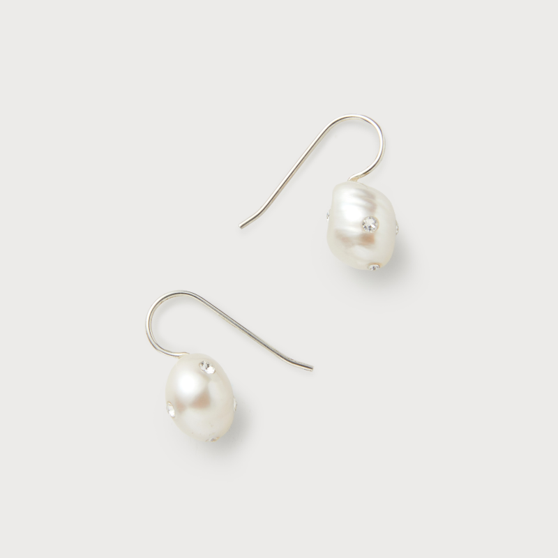 Irreuglar Polkadots Hook Earrings White