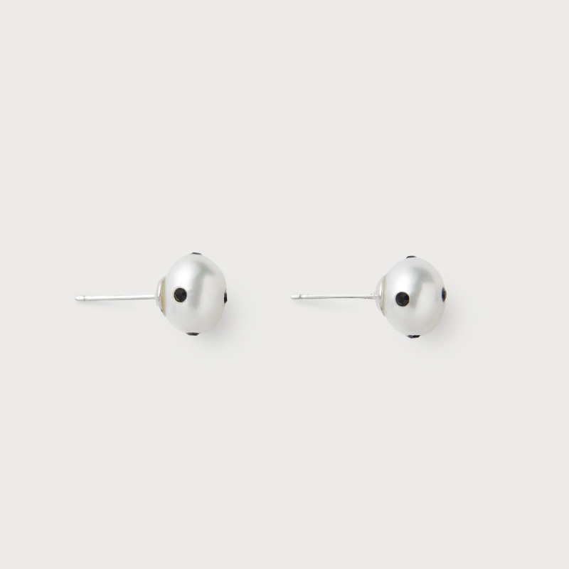Signature Polkadots Earrings White, Black/ S,M