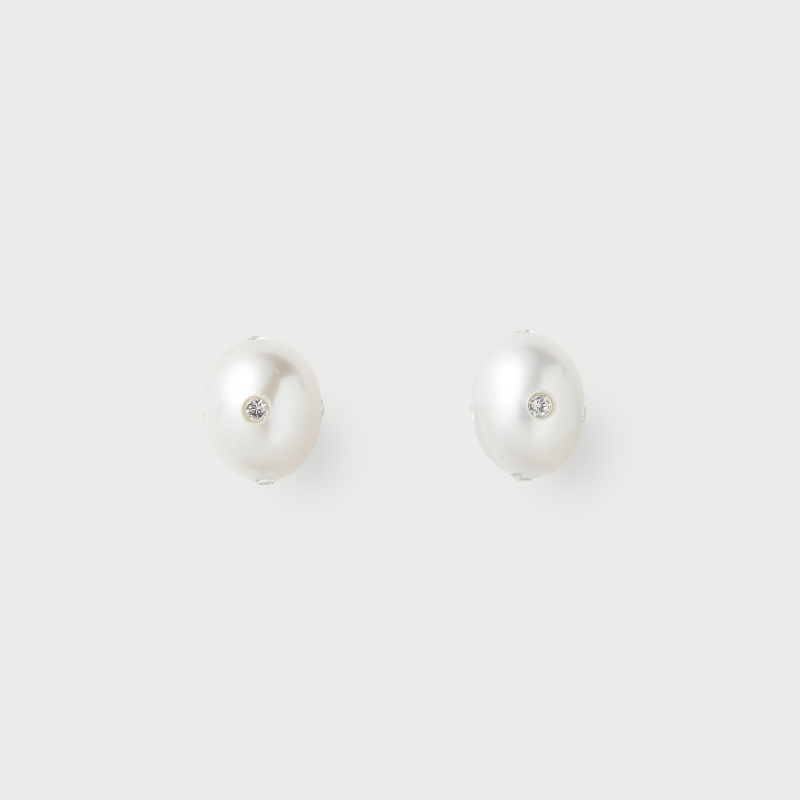 Signature Polkadots Earrings White, Black/ S,M