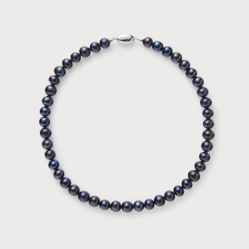 Round Black Pearl Necklace Black