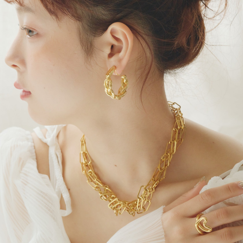 Braided Hoop Earrings / Gold, Silver