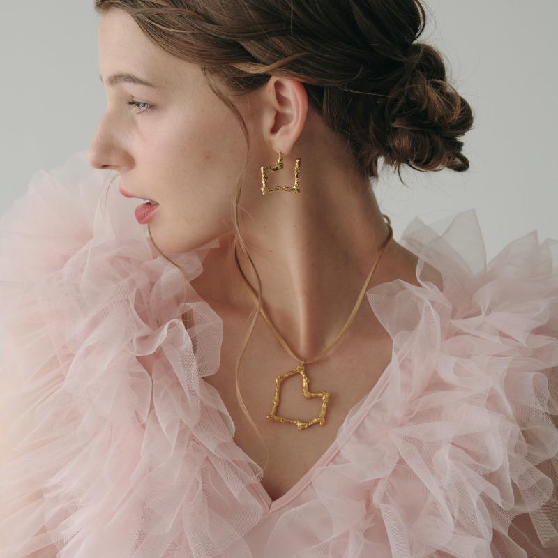 Branch Heart Necklace/ Gold, Silver