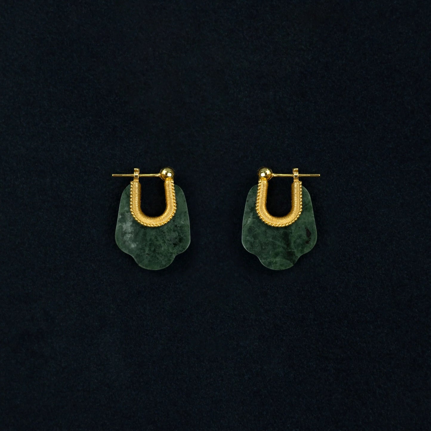 PADMA EARRING（DARK GREEN）/ Silver, Gold
