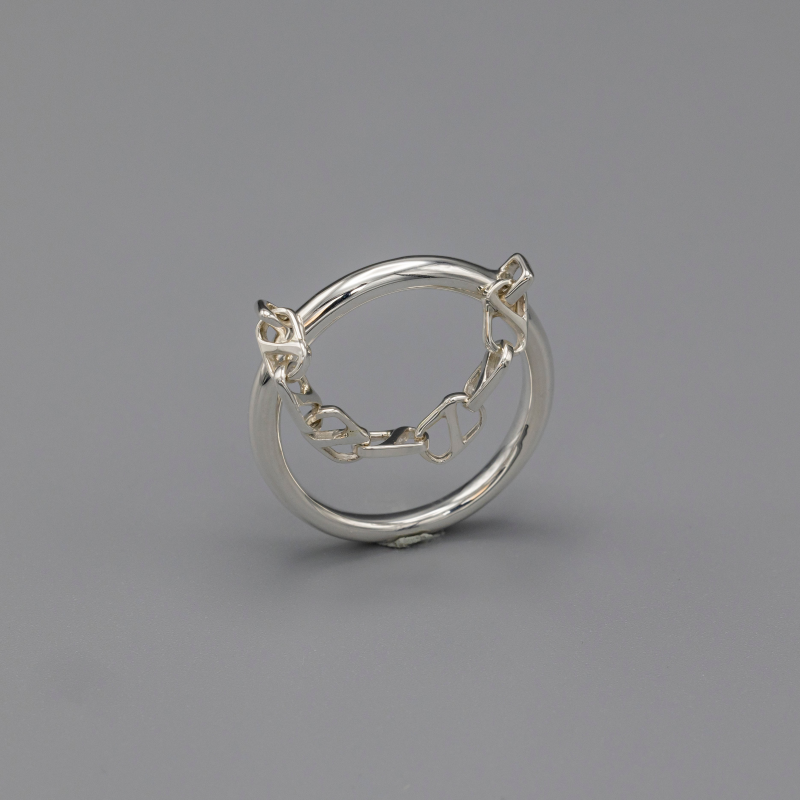 Oval line ring Silver