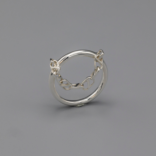 Oval line ring Silver