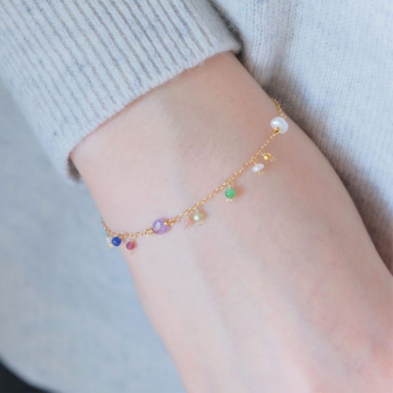 partí bracelet：パール×天然石　カラフル　ブレスレット