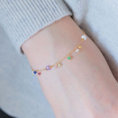 partí bracelet：パール×天然石　カラフル　ブレスレット