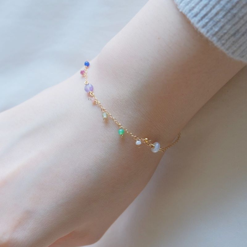 partí bracelet：パール×天然石　カラフル　ブレスレット