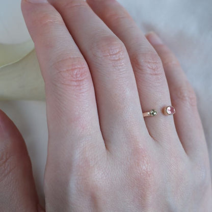 K10 spretta ring　天然石ロードクロサイト×ペリドット　ゴールドリング