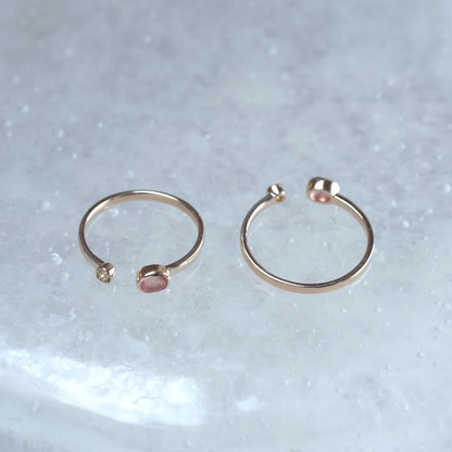 K10 spretta ring　天然石ロードクロサイト×ペリドット　ゴールドリング