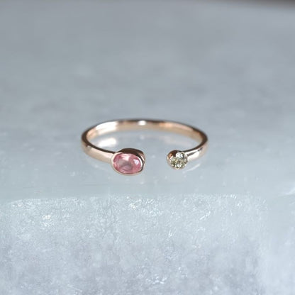 K10 spretta ring　天然石ロードクロサイト×ペリドット　ゴールドリング