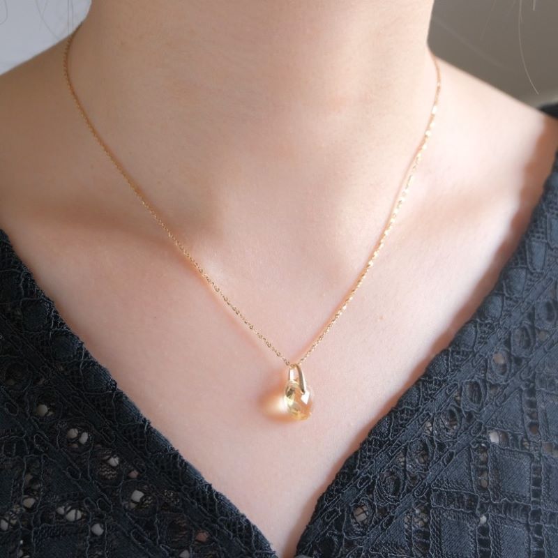 Citrine charm K10YG　シトリン　天然石ネックレスチャーム