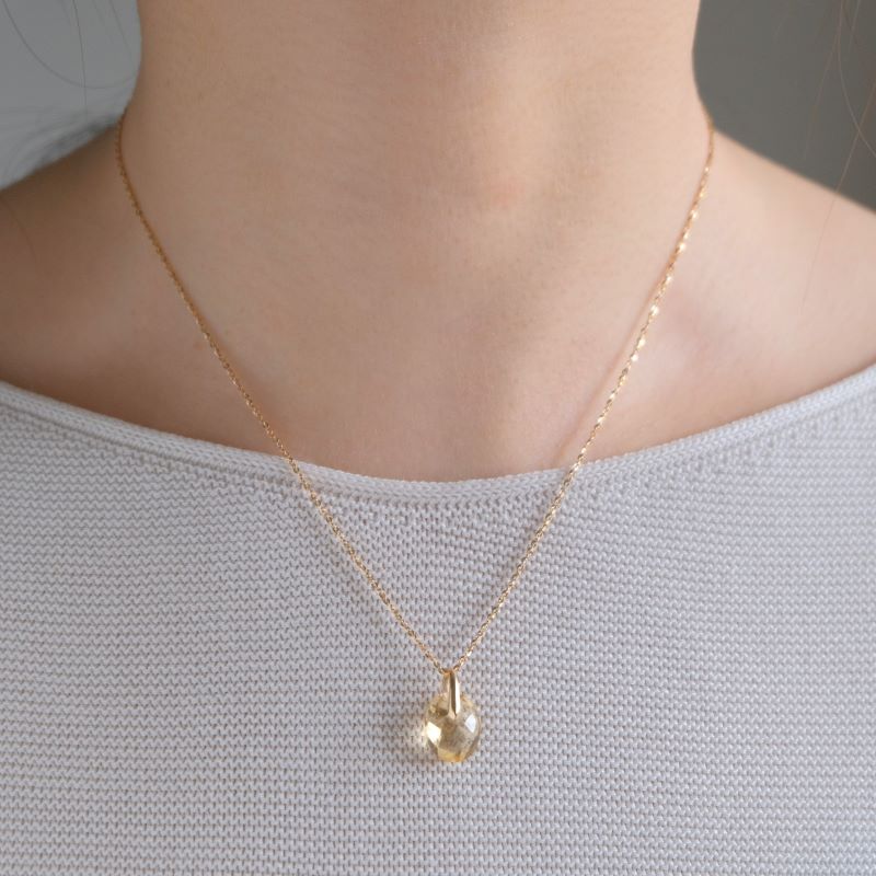 Citrine charm K10YG　シトリン　天然石ネックレスチャーム