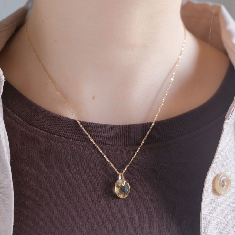 Citrine charm K10YG　シトリン　天然石ネックレスチャーム