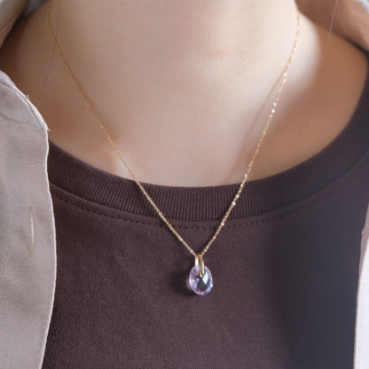 Amethyst charm K10YG　ピンクアメジスト　天然石ネックレスチャーム
