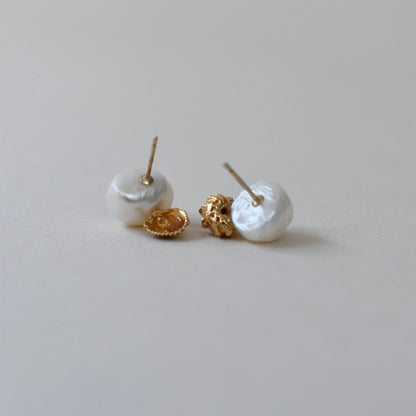 K10 and Pearl Pierced Earring A, B, D (Single)
