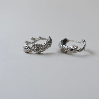 Shell Pierced Earrings Silver (both ears/pair)