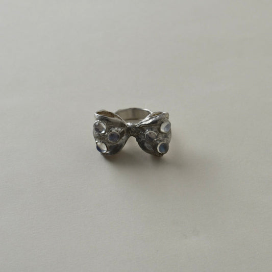 Too heavy ribbon ring (polka dots)