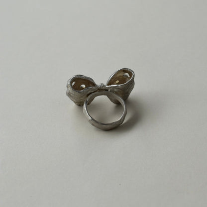 Too heavy ribbon ring (polka dots)