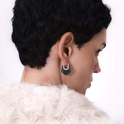 PADMA EARRING（DARK GREEN）/ Silver, Gold