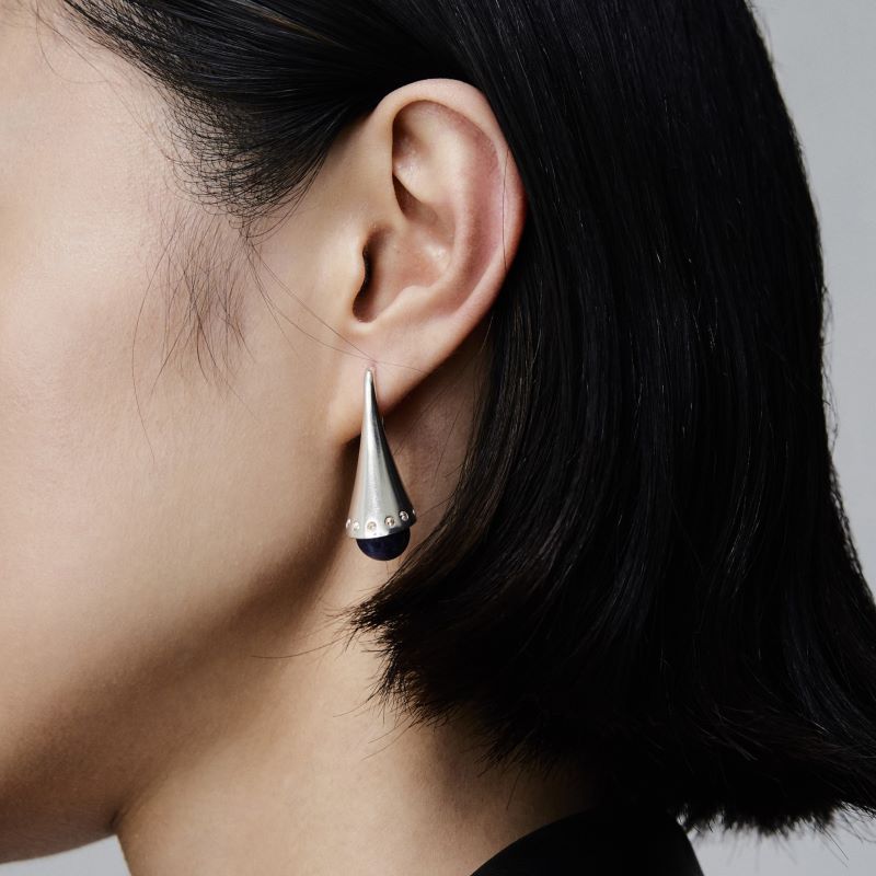 Sodalite Trumpet Earring No.1