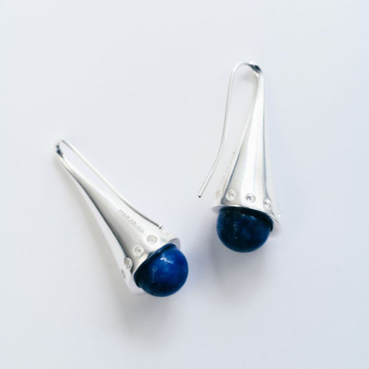 Sodalite Trumpet Earring No.1
