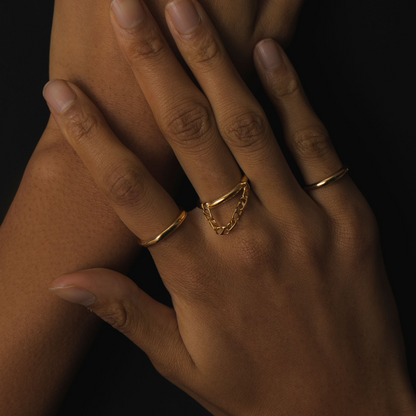 Oval line ring Gold