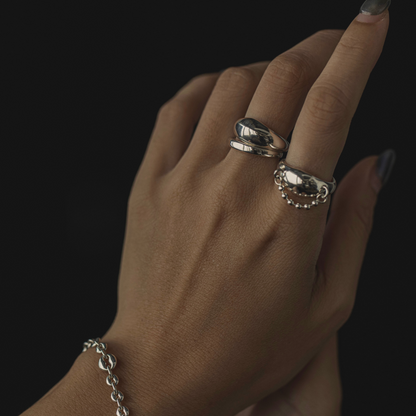Round shape ballchain ring medium / small , Silver