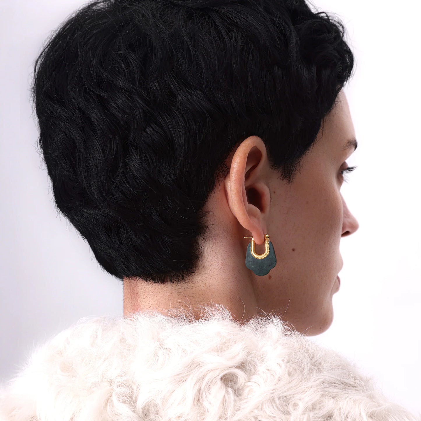 PADMA EARRING（DARK GREEN）/ Silver, Gold
