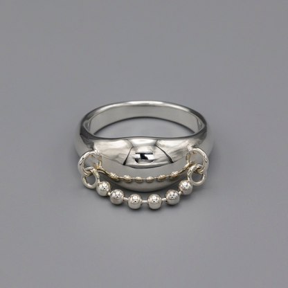 Round shape ballchain ring medium / small , Silver