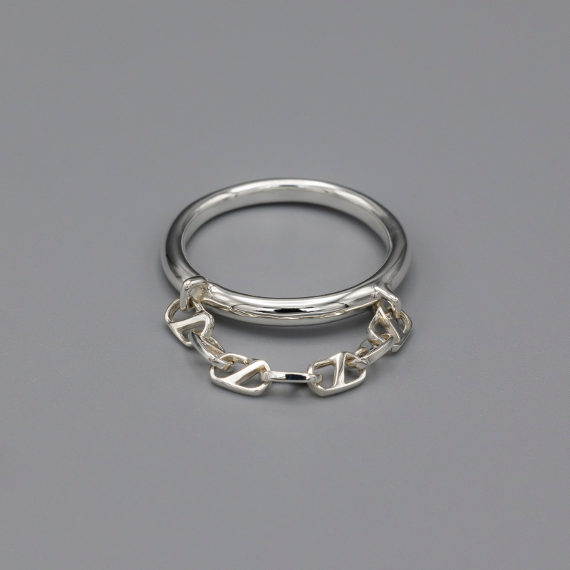 Oval line ring Silver
