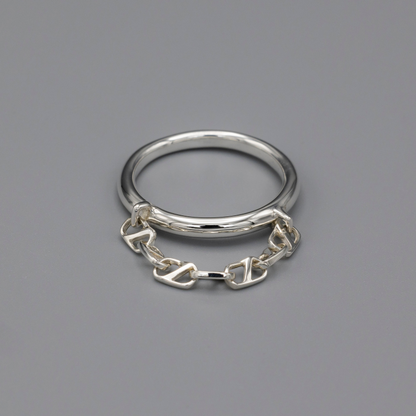 Oval line ring Silver