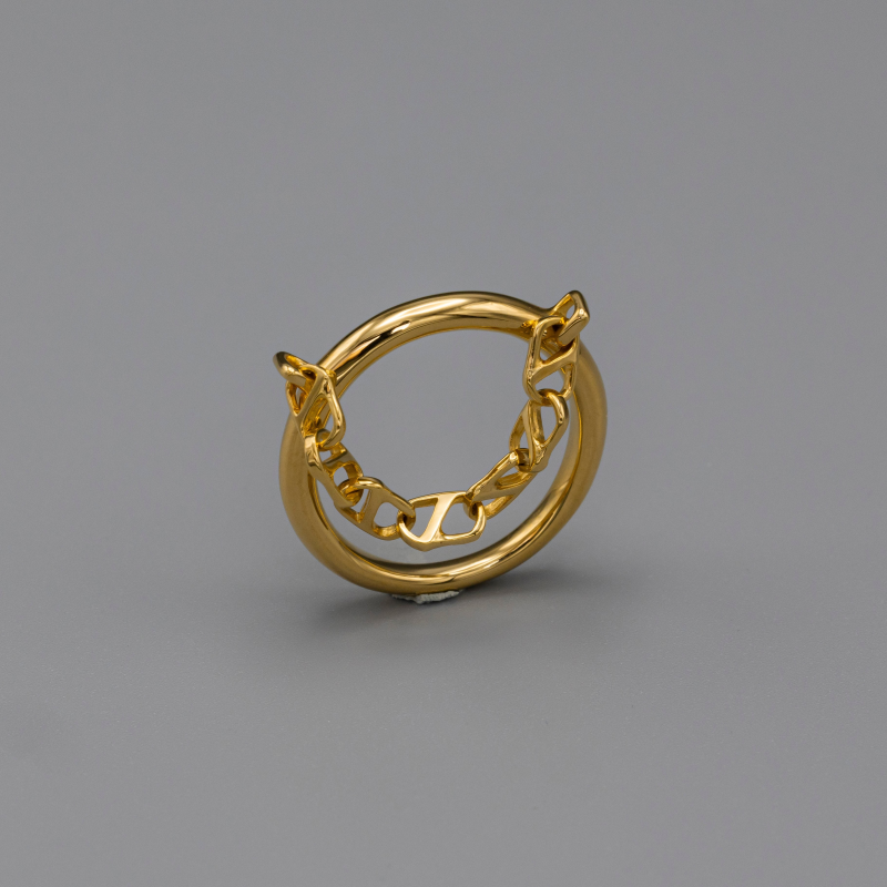 Oval line ring Gold