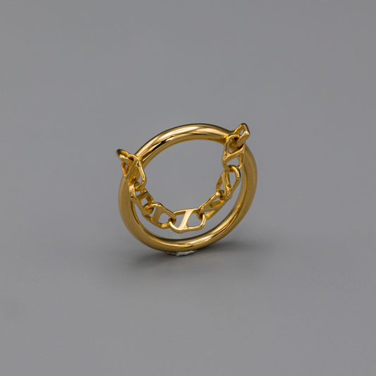 Oval line ring Gold