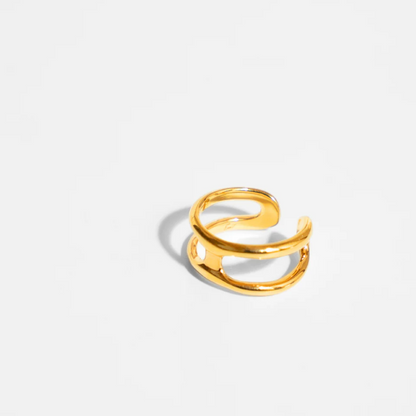『H』Cuff Ring/ Silver, Gold