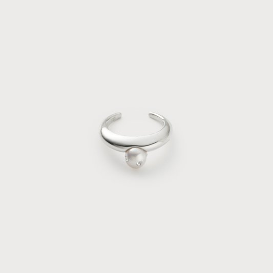 Polkadots Open Ring White, Black / Small, Medium