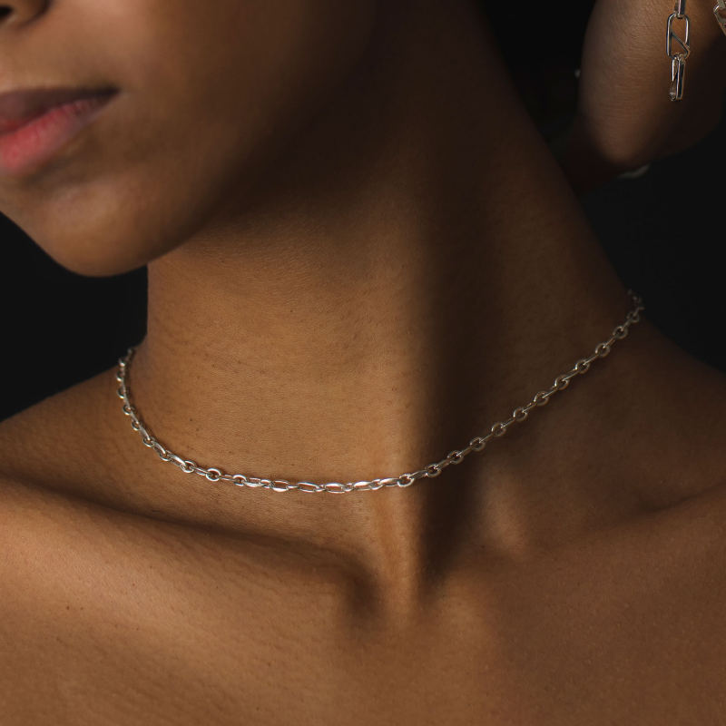 Square space necklace Silver
