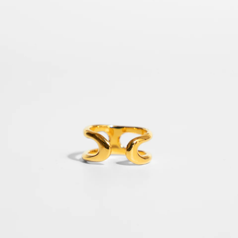 『H』Cuff Ring/ Silver, Gold