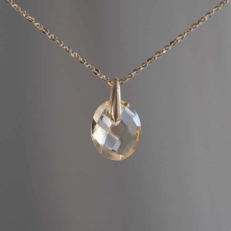 Citrine charm K10YG　シトリン　天然石ネックレスチャーム