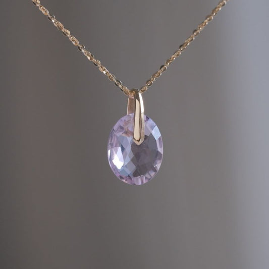 Amethyst charm K10YG　ピンクアメジスト　天然石ネックレスチャーム
