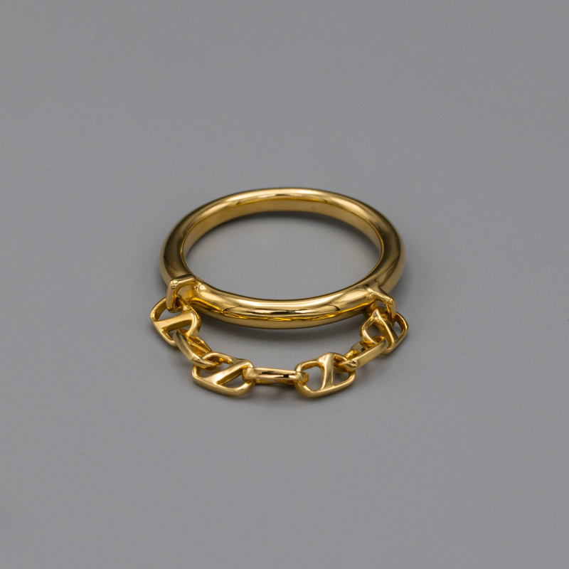 Oval line ring Gold