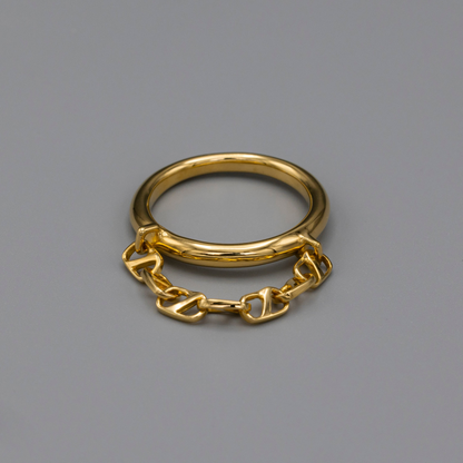 Oval line ring Gold