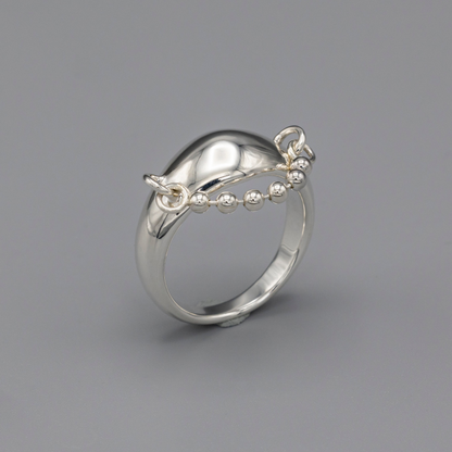 Round shape ballchain ring medium / small , Silver