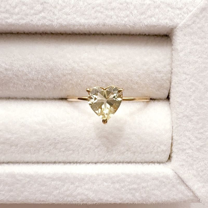 Lemon quartz heart ring